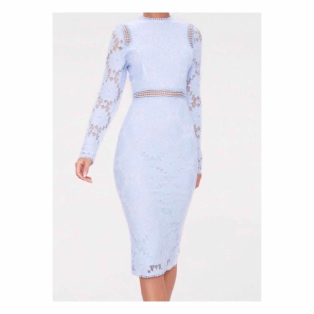 PrettyLittleThing Blue Long Sleeve Bodycon Dress